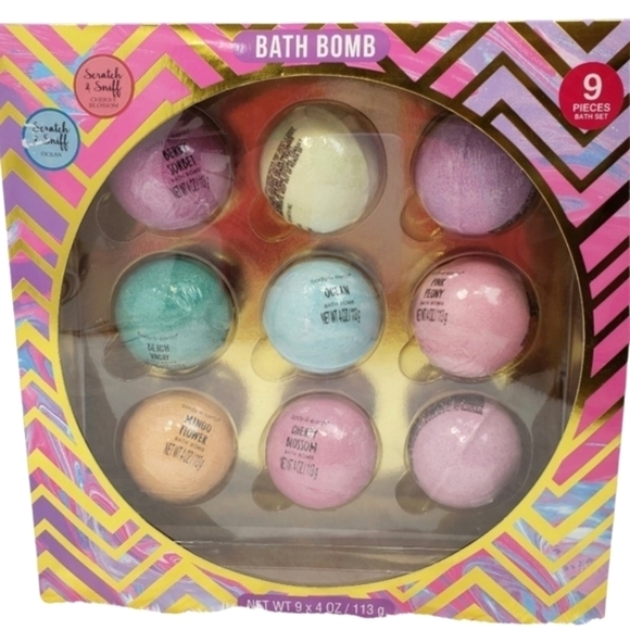 Scented Bath Bomb Set Multicolored Ball Shape Bombs 9 Pack - Picture 1 of 6